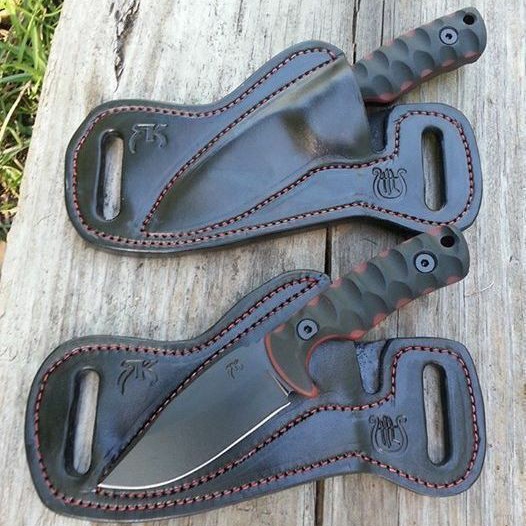 Custom Made Damascus Steel Three Cross Cowboy and Skinner knives set -  WKN Hunting Gears